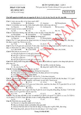 Đề ôn tập Hóa học 12 lần 3 - Mã đề 003 - Phan Văn Nam